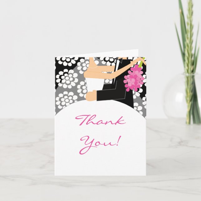 Tarjeta de agradecimiento para novios con flores n (Anverso)