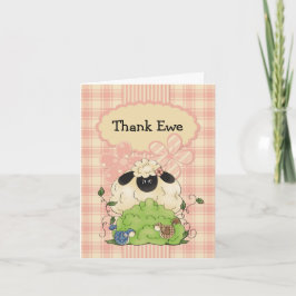 Tarjeta de agradecimiento para ovejas y aves del p