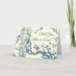 Tarjeta de agradecimiento para padres Floral Azul 