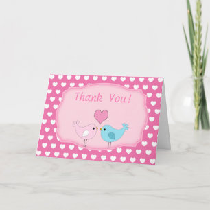 Tarjeta de agradecimiento para pájaros de amor