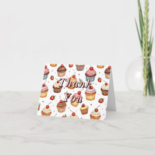 Tarjeta de agradecimiento para pasteles y fresas