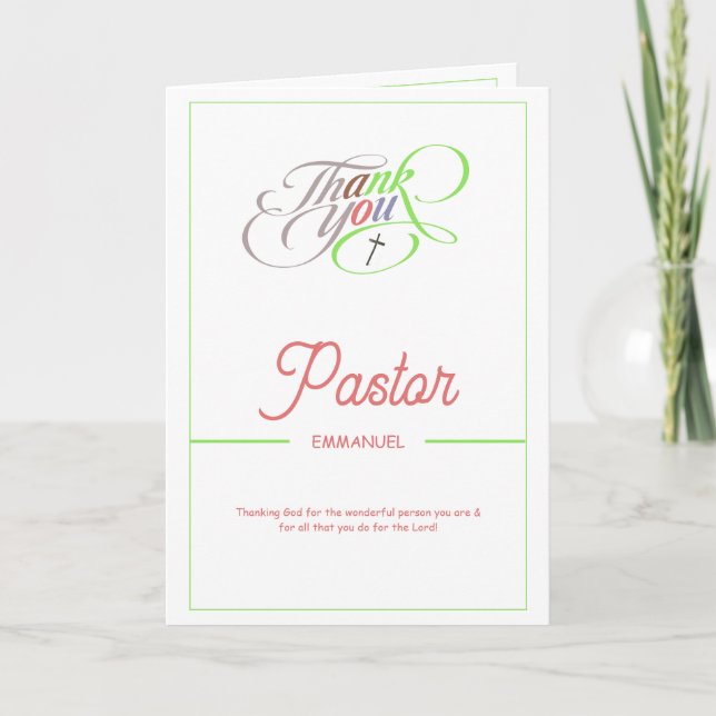 Tarjeta de Agradecimiento para Pastor con Letra Co (Anverso)