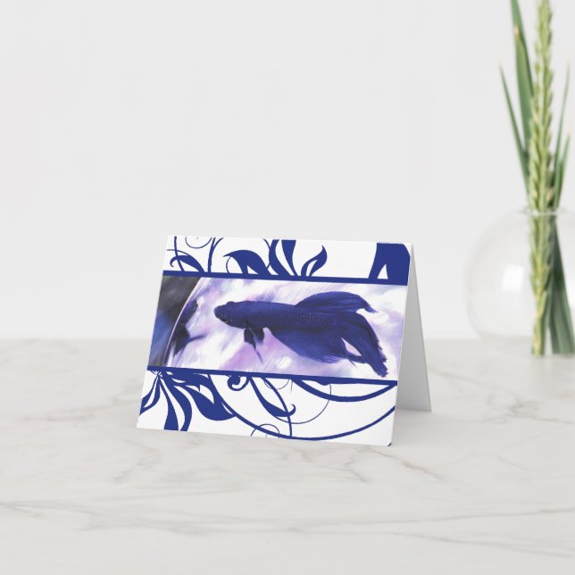 Tarjeta de agradecimiento para peces Betta Azul (Anverso)