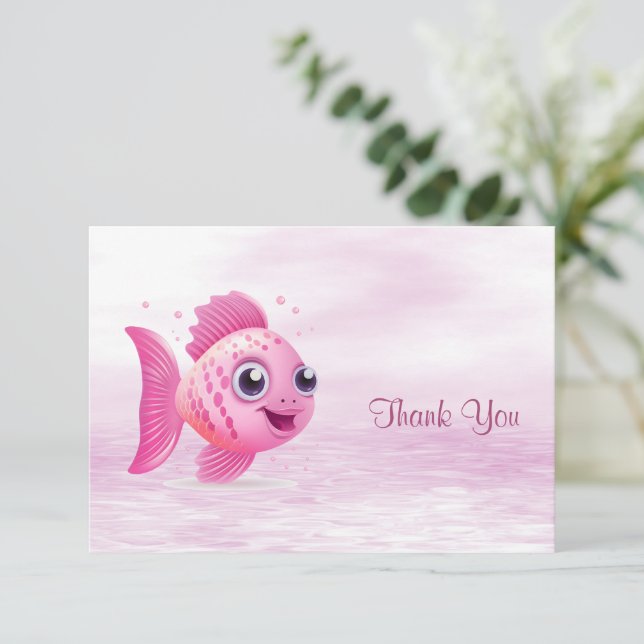 Tarjeta de agradecimiento para peces rosados (Anverso de pie)