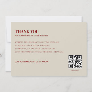 Tarjeta de agradecimiento para pequeñas empresas