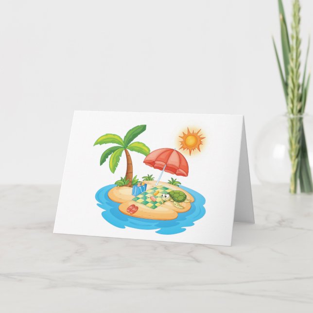 Tarjeta de agradecimiento para picnic de Isla Trop (Anverso)