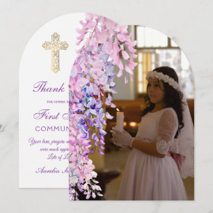 Tarjeta de agradecimiento para Primera Comunión co