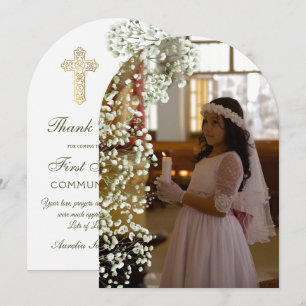 Tarjeta de agradecimiento para Primera Comunión co