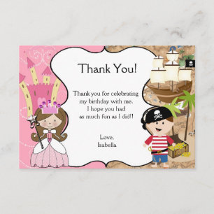Tarjeta de agradecimiento para princesa de cabello