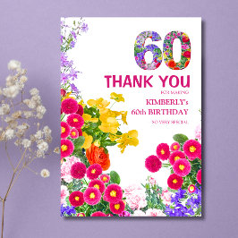 Tarjeta de agradecimiento para ramo floral de cump