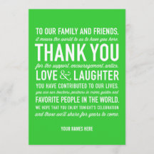 Tarjeta de agradecimiento para recepción de boda