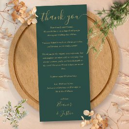 Tarjeta de agradecimiento para recepción de boda e