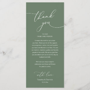 Tarjeta de agradecimiento para recepción de boda r