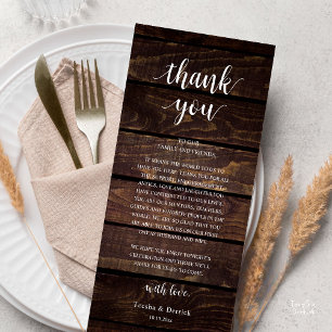 Tarjeta de agradecimiento para recepción de boda r
