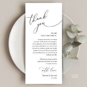 Tarjeta de agradecimiento para recepción de boda r