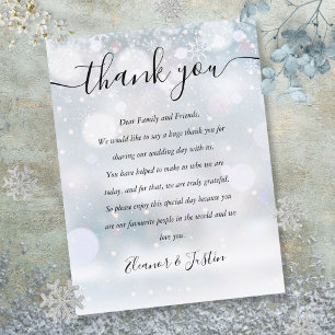 Tarjeta de agradecimiento para recepción de nieve
