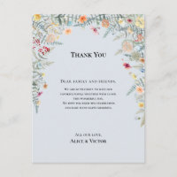 Tarjeta de agradecimiento para recepción de Wildfl