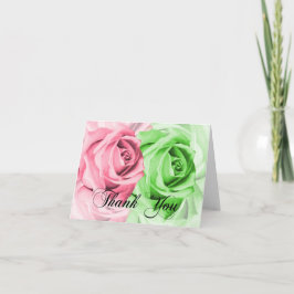 Tarjeta de agradecimiento para Rosas rosas y verde