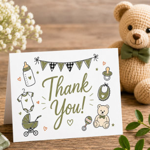 Tarjeta de agradecimiento para shower de bebé Burg