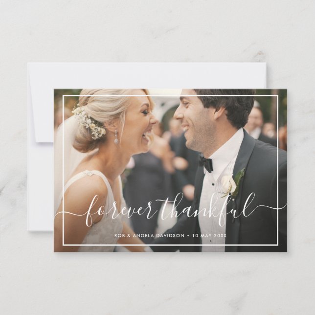 Tarjeta De Agradecimiento PARA SIEMPRE AGRADECIDO| boda elegante (Anverso)
