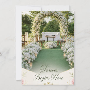 Tarjeta De Agradecimiento Para siempre comienza aquí elegantes bodas florale