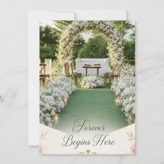 Tarjeta De Agradecimiento Para siempre comienza aquí elegantes bodas florale