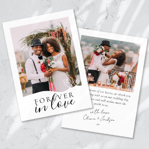 Tarjeta De Agradecimiento Para siempre en el amor Calligraphy Boda Foto