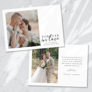 Tarjeta De Agradecimiento Para siempre en el amor Calligraphy Boda Foto