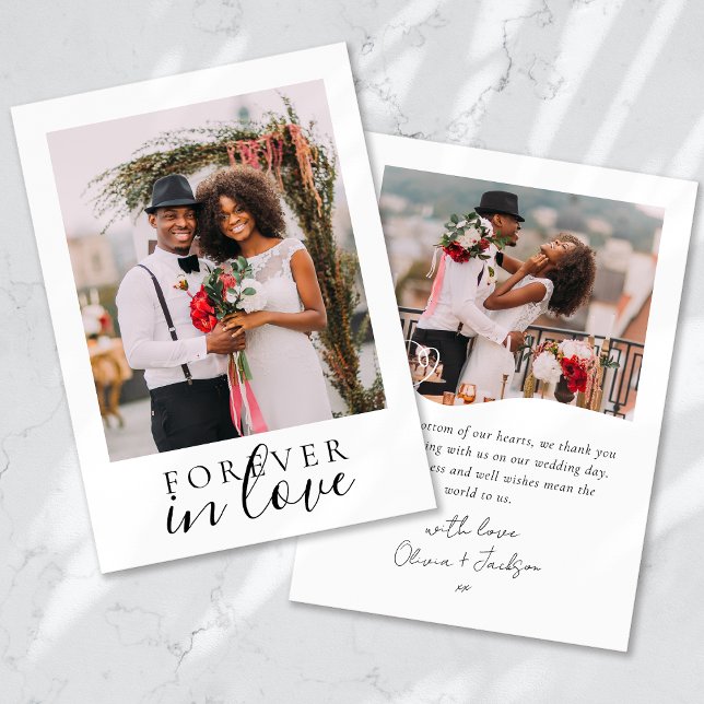 Tarjeta De Agradecimiento Para siempre en el amor Calligraphy Boda Foto (Subido por el creador)
