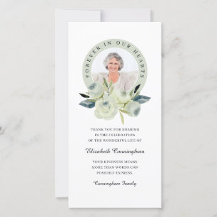 Tarjeta De Agradecimiento Para Siempre En Nuestro Corazón Foto Memorial Flor