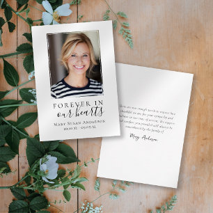 Tarjeta De Agradecimiento Para siempre en nuestros corazones   Funeral