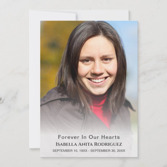 Tarjeta De Agradecimiento Para siempre en nuestros corazones Funeral Religio (Anverso)