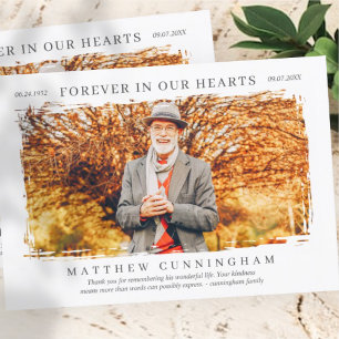 Tarjeta De Agradecimiento Para siempre en nuestros corazones Memorial modern