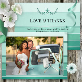 Tarjeta de agradecimiento para su Boda rayado verd