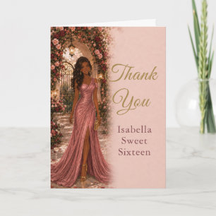 Tarjeta de agradecimiento para Sweet Sixteen en el