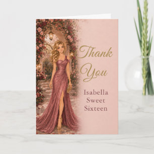 Tarjeta de agradecimiento para Sweet Sixteen en el