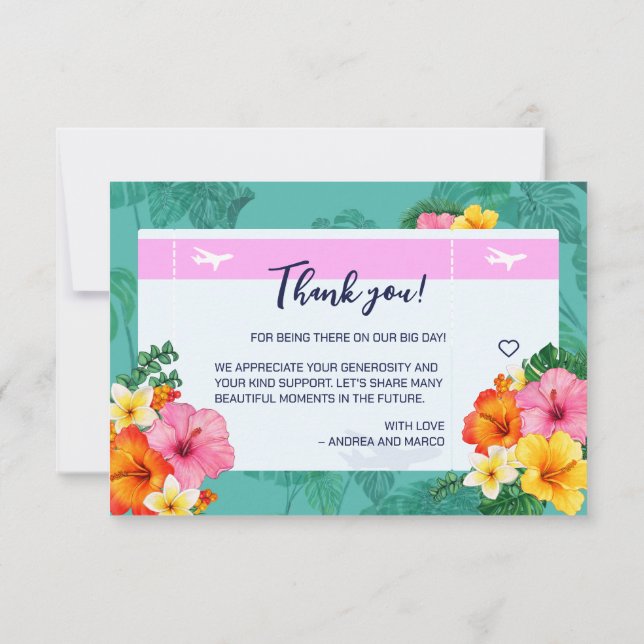 Tarjeta de agradecimiento para tarjeta de embarque (Reverso)