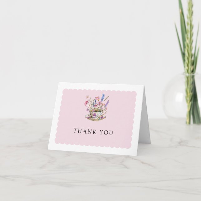 Tarjeta de agradecimiento para té de desayuno flor (Anverso)
