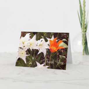 Tarjeta de agradecimiento para tulipanes blancos y