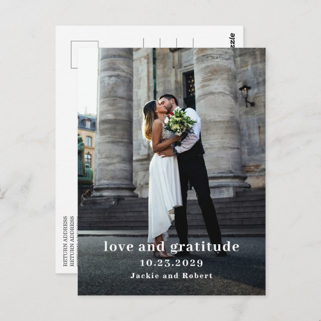 Tarjeta de agradecimiento para un Boda fotográfico (Anverso / Reverso)