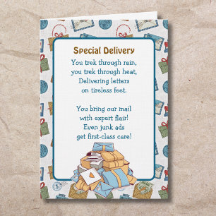 Tarjeta de agradecimiento para un cartero