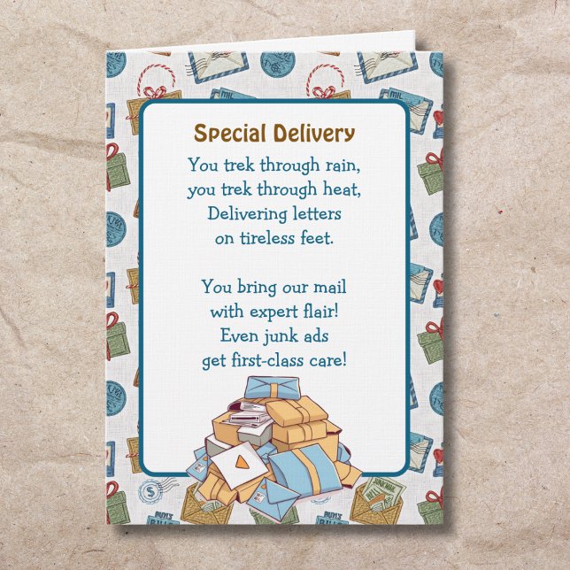 Tarjeta de agradecimiento para un cartero (Subido por el creador)