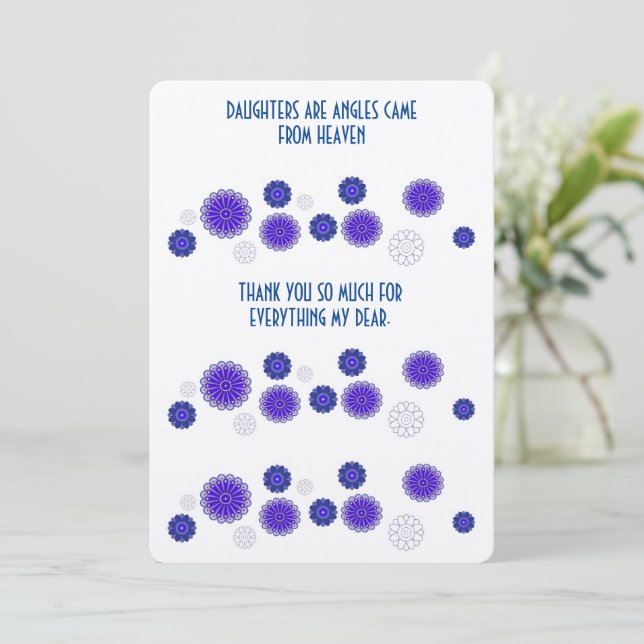 Tarjeta de agradecimiento para una hija (Anverso de pie)