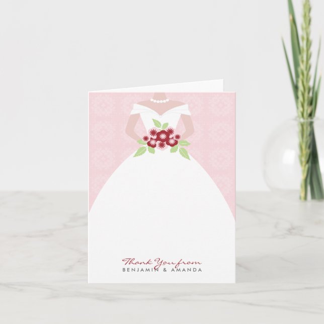 Tarjeta de agradecimiento para vestido de novia (r (Anverso)
