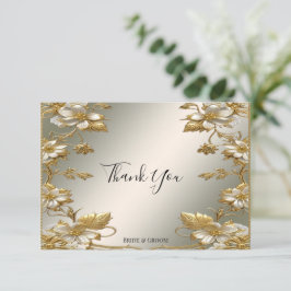 Tarjeta de agradecimiento para White Floral Gold O