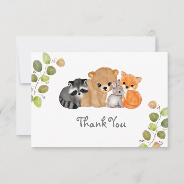 Tarjeta de agradecimiento para Woodland Fox Bear R (Anverso)