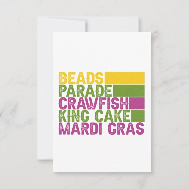 Tarjeta De Agradecimiento Paradas de cuentas King Cake Crawfish Mardi Gras R (Anverso)