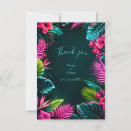 Tarjeta De Agradecimiento Paraíso de Boda Botánico Neón Tropical