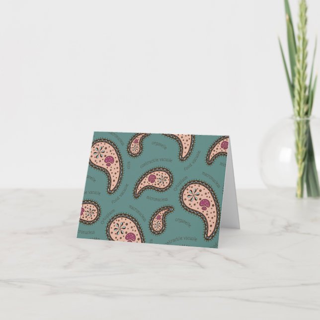 Tarjeta De Agradecimiento Paramecia Paisley Personalizable Biology Teal (Anverso)