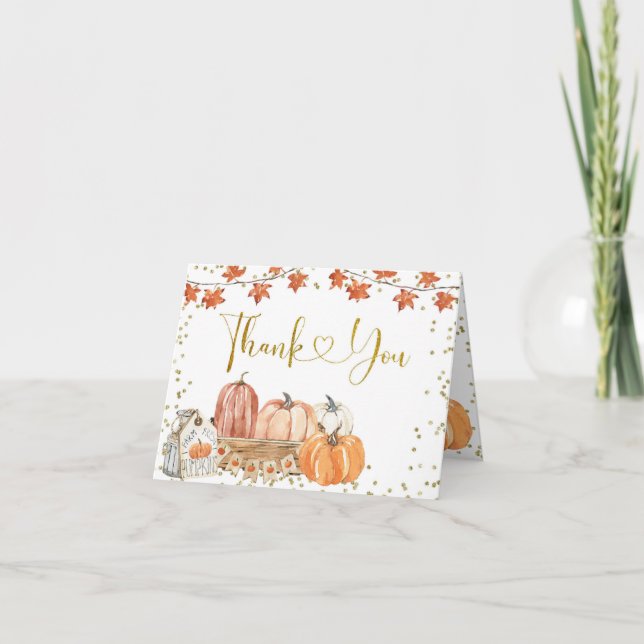 Tarjeta De Agradecimiento Parche de calabaza naranja Cumpleaños de Otoño (Anverso)